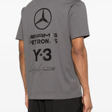 Grey t-shirt worn by a person, showing the shirt's fit