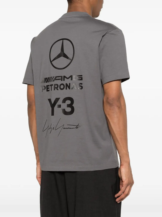 Grey t-shirt worn by a person, showing the shirt's fit