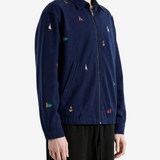 Navy jacket worn by a person, showing the jacket fit