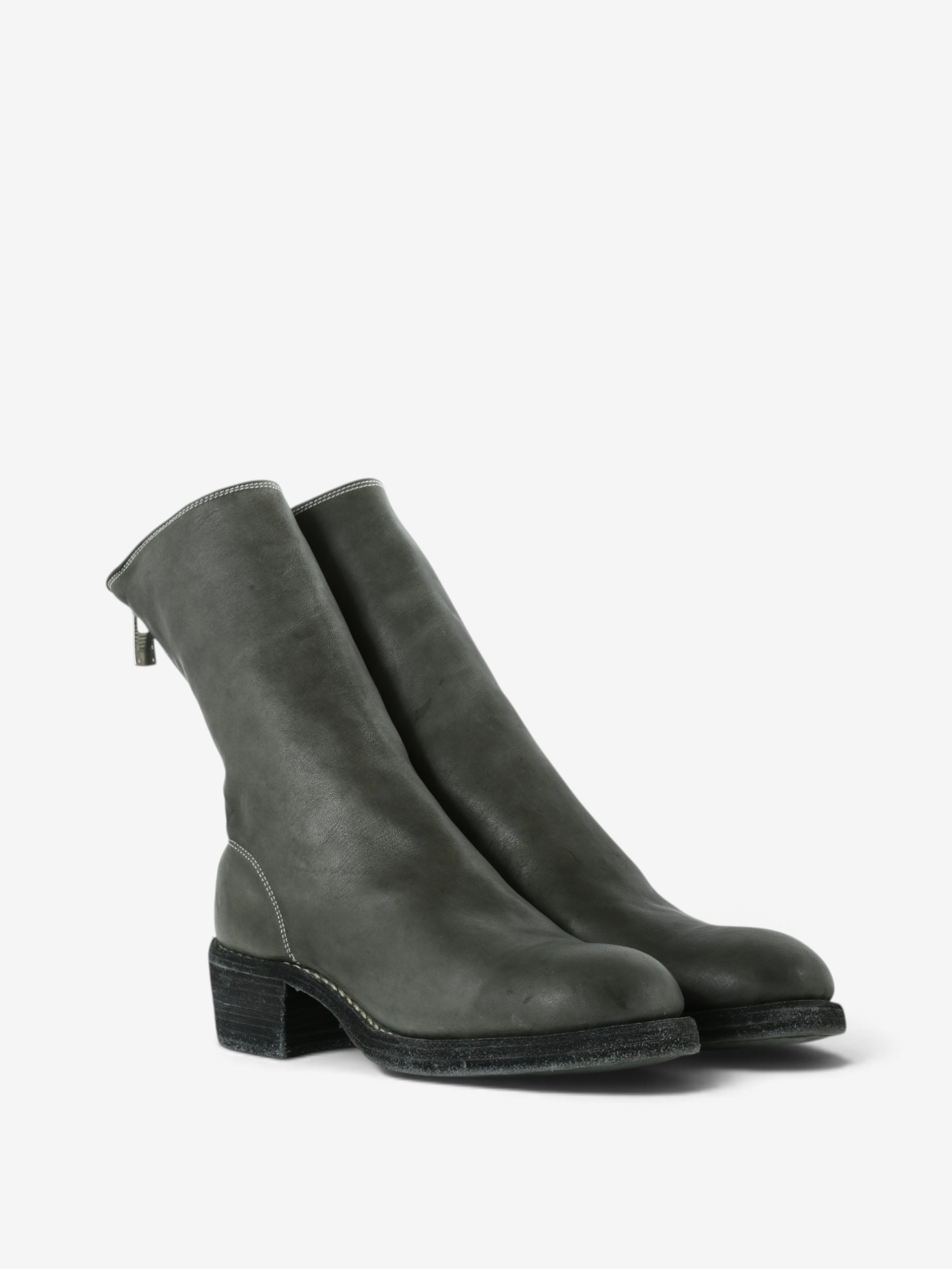 Grey boots, front view