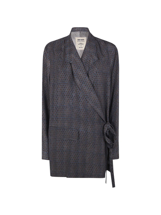 Blue and brown jackets-coats, front view
