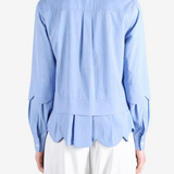 Blue shirt, full body view