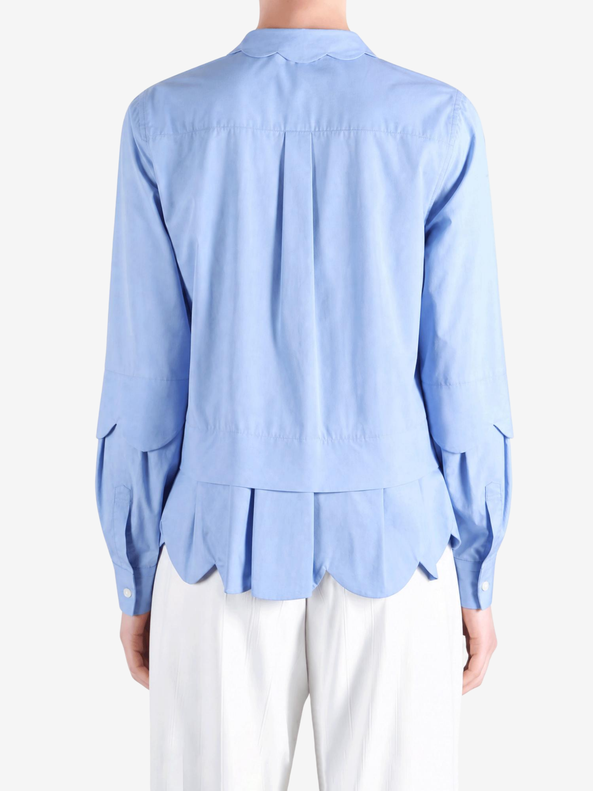 Blue shirt, full body view