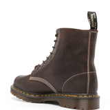 brown boots, back view