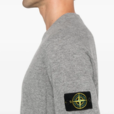 Close up of the grey sweats, showing texture of the wool fabric