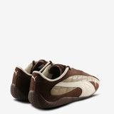 Brown sneakers, back view