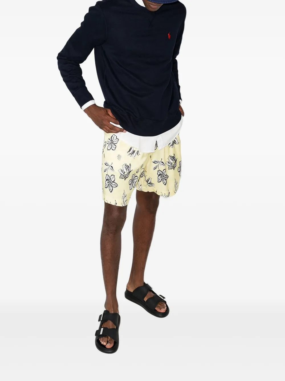 Navy knitwear, full body view