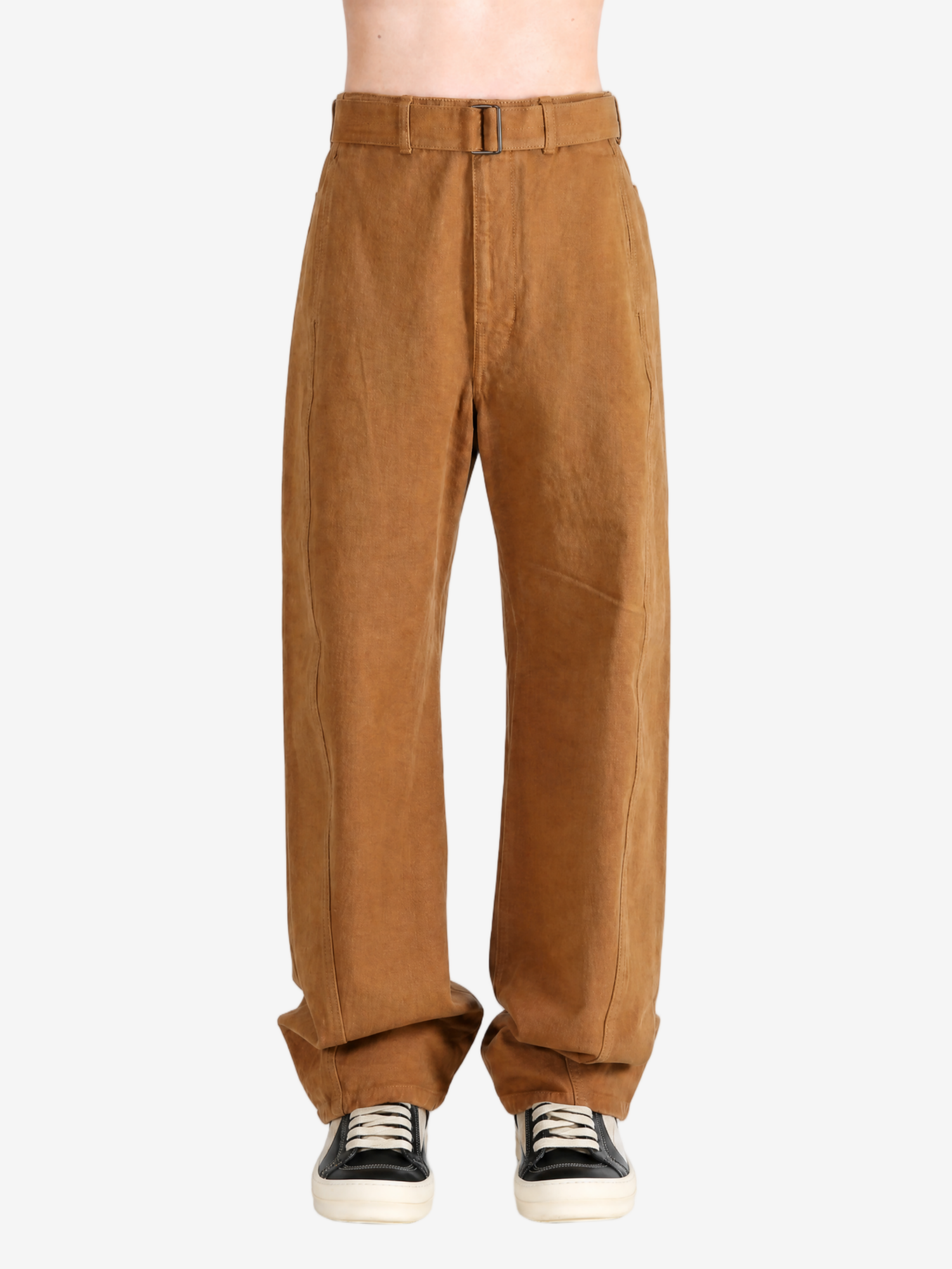Brown pants, full body view