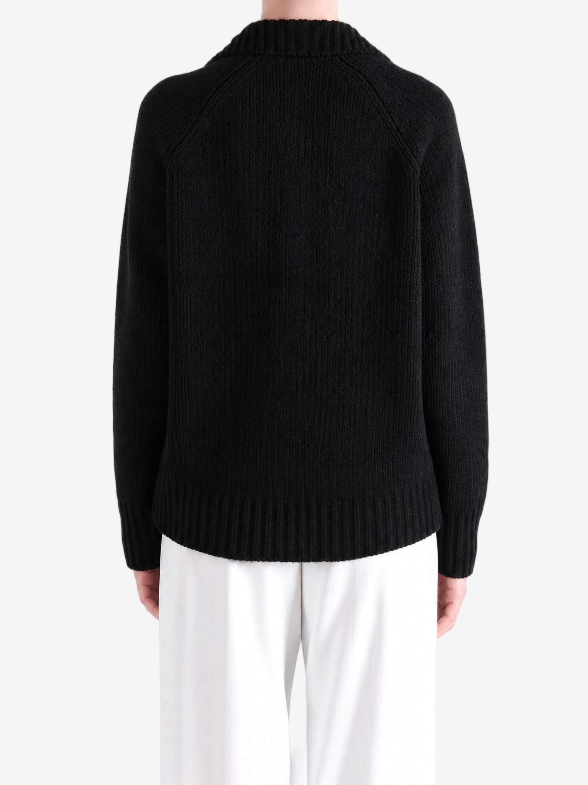 Black knitwear, full body view