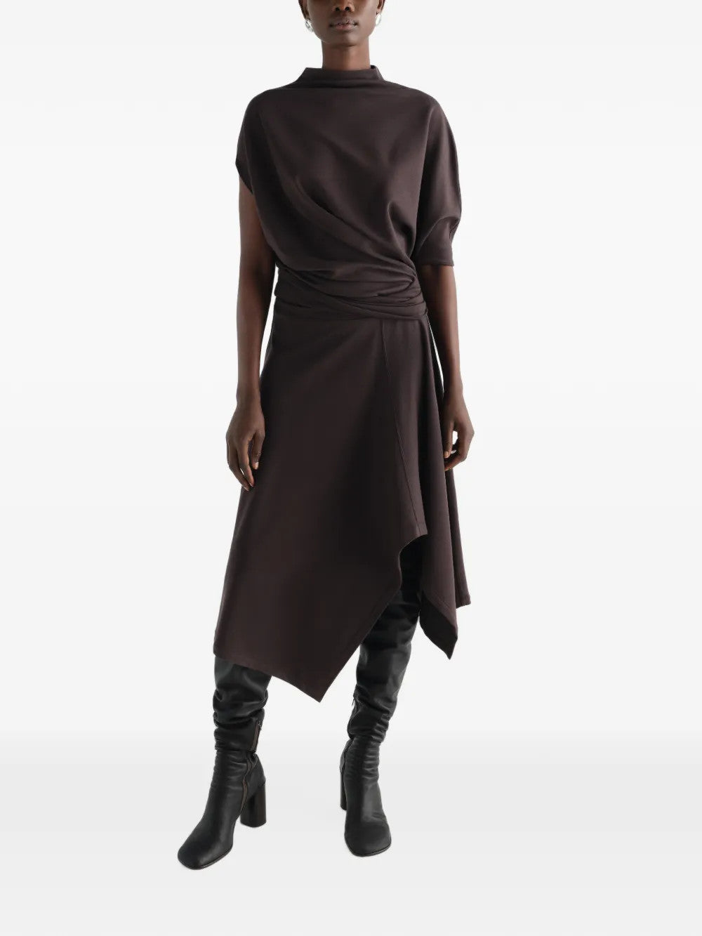 Brown dress, full body view