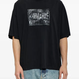 Black t-shirt, full body view