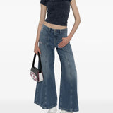 Navy top, full body view