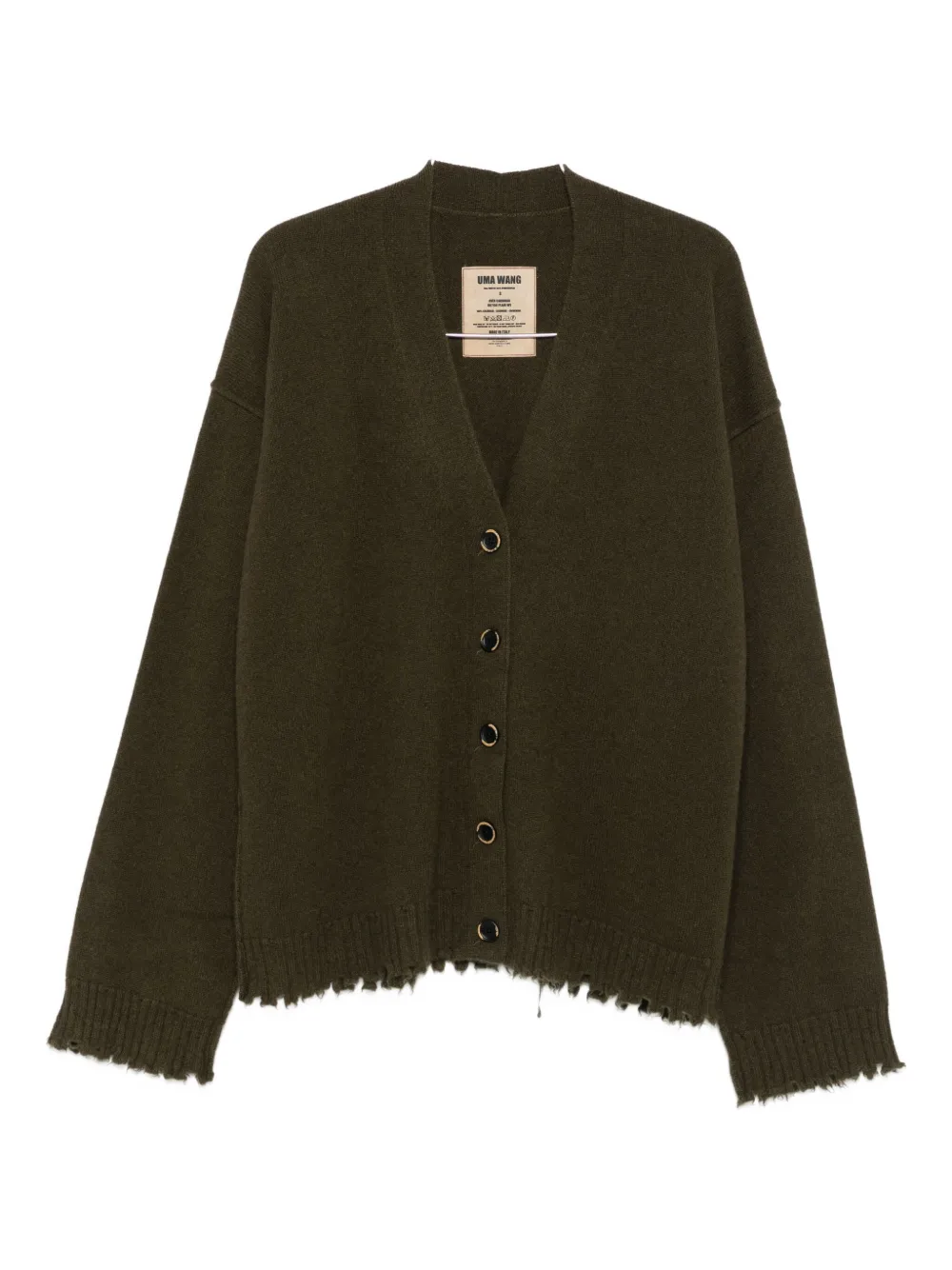 Green cardigan, front view