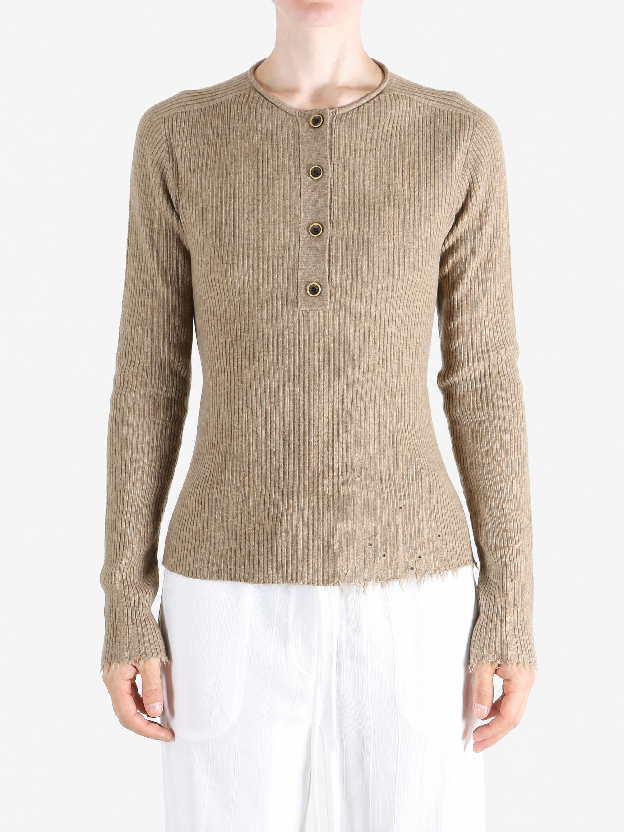 Tan top worn by a person, showing the top fit