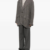 Grey blazer, full body view