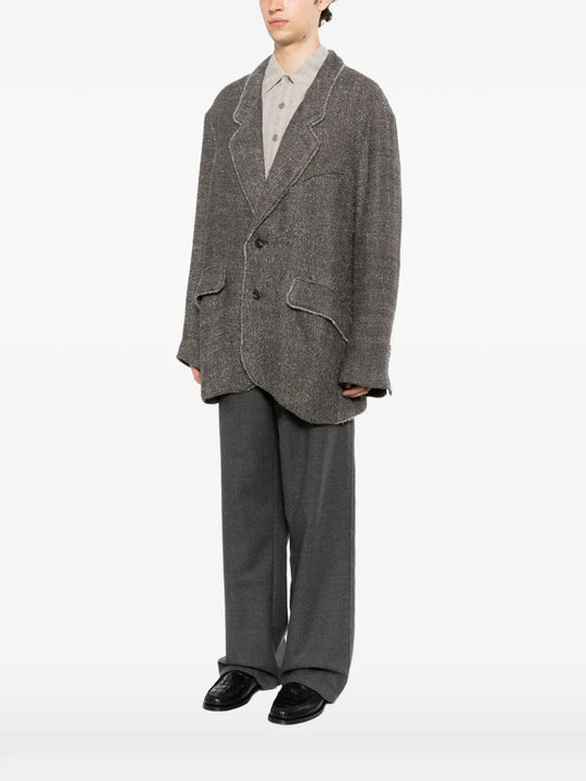 Grey blazer, full body view