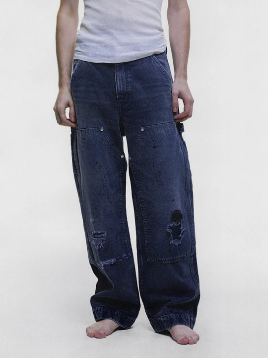 Grey pants, full body view