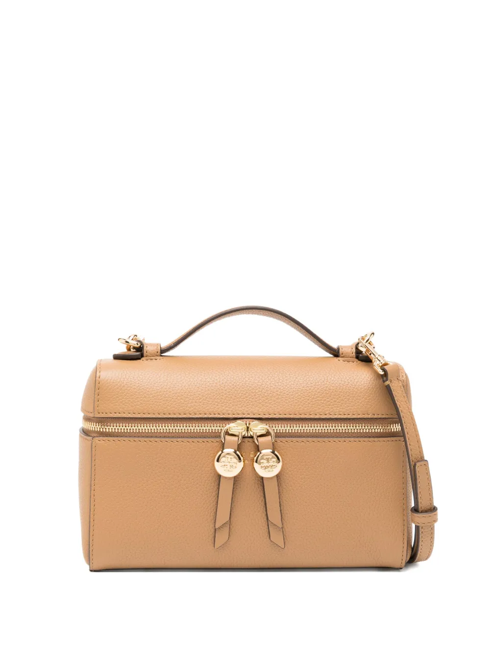 Tan bags, front view