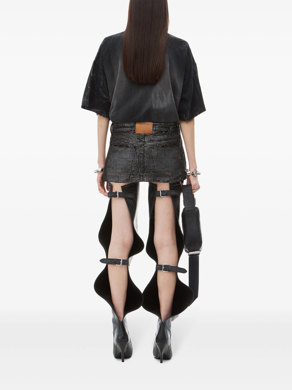 ALEXANDER WANG - Women Mini Skirt All Over Distressed Crystal