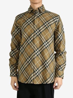 BURBERRY - Men Check Cotton Twill Shirt