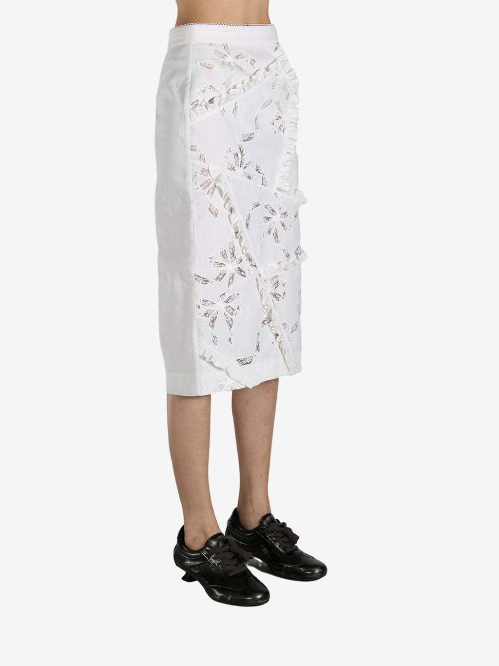 SHUSHU/TONG - Women Cutout Bow Patchwork Skirt