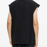 Black t-shirt worn by a person, showing the t-shirt fit