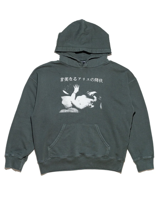 Green hoodie, front view