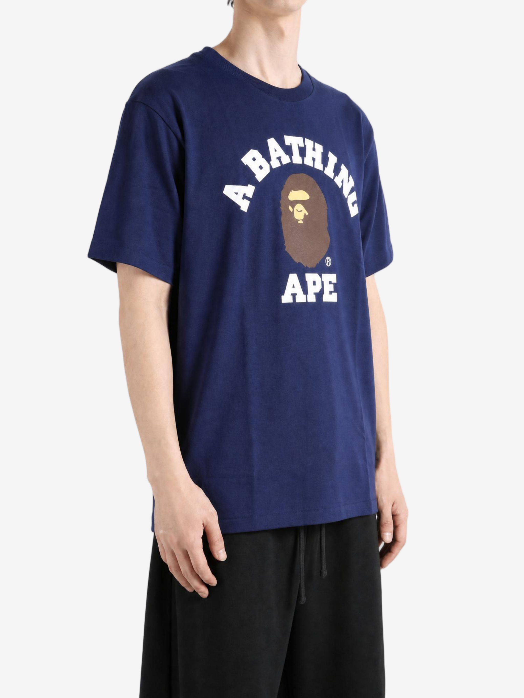 Navy t-shirt, full body view