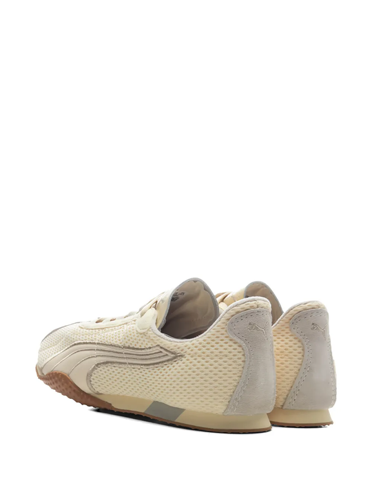 Tan shoes, side view