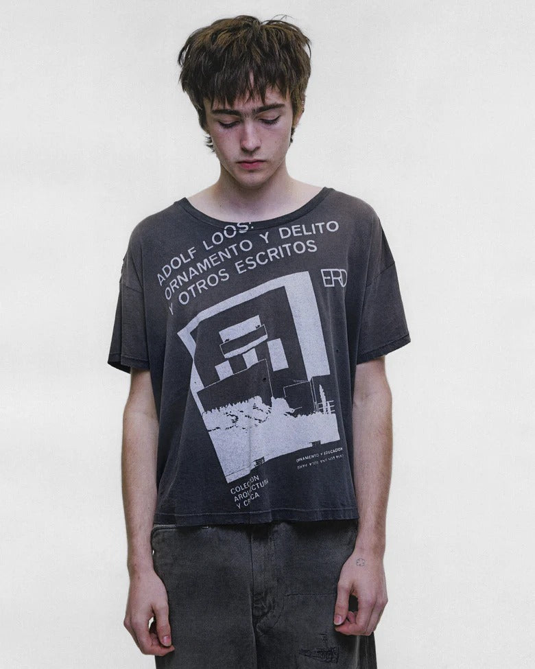 Black t-shirt, full body view