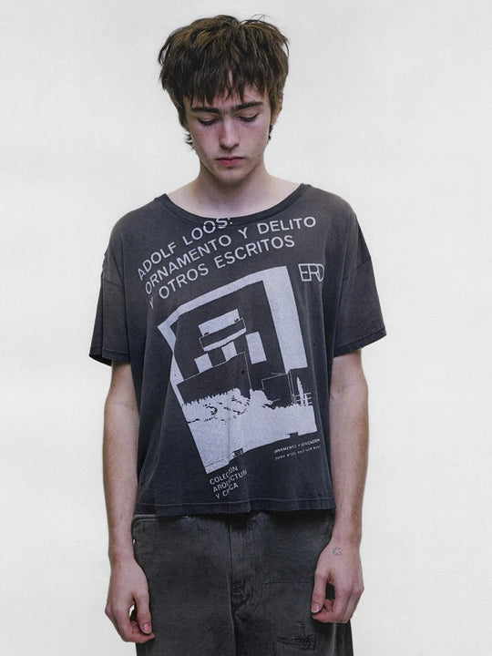 Black t-shirt, full body view