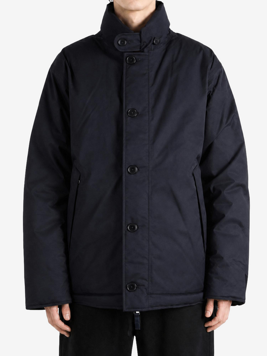 Navy jacket, front view