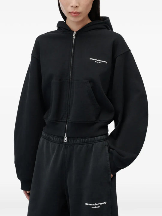 Black hoodie, full body view