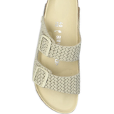 White sandals, front view