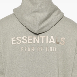 Close up o gery hoodie,showing texture of the cotton fabric