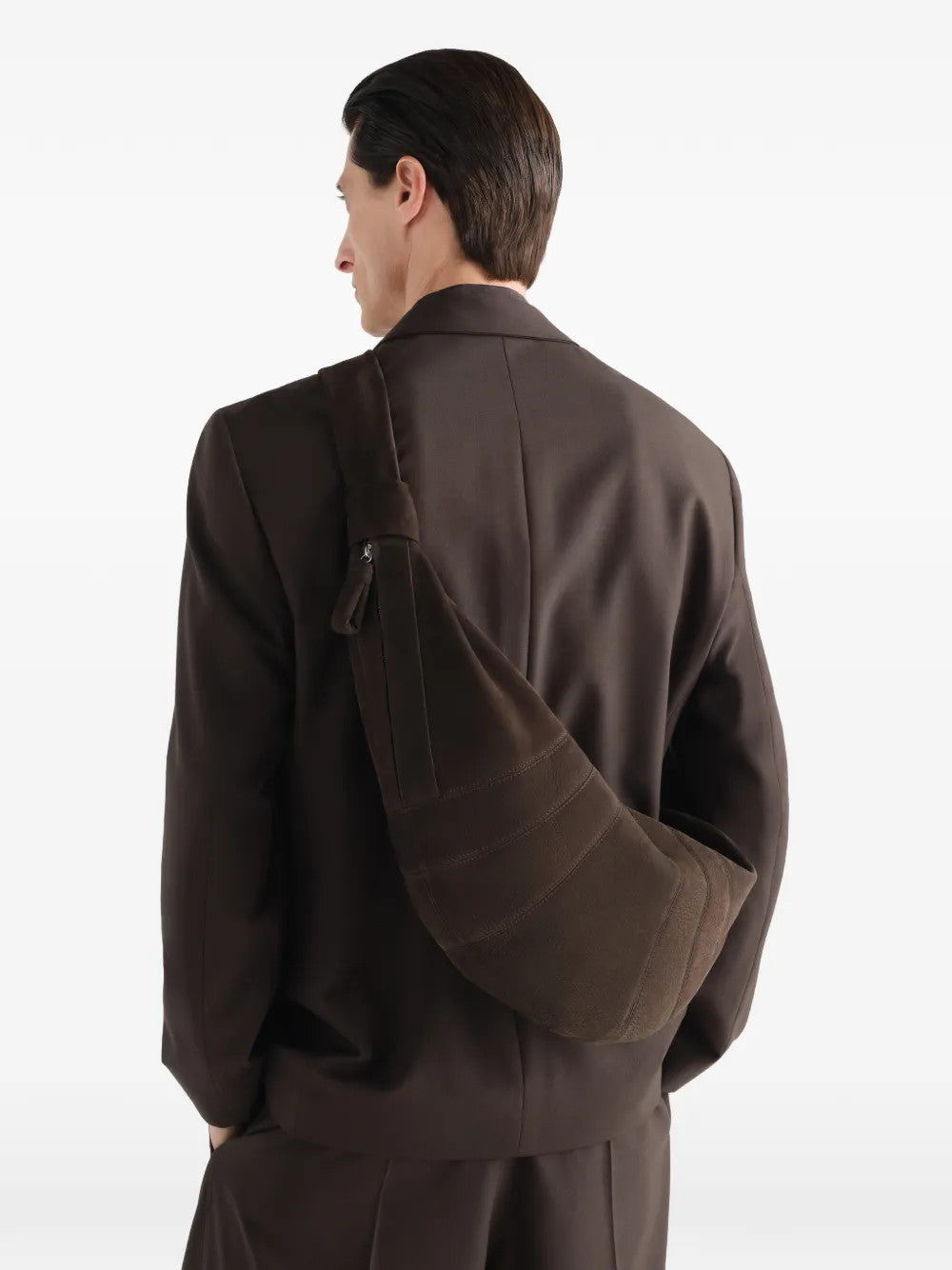 Brown bag worn by a person, showing the bag fit
