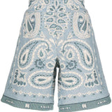 Blue shorts, front view