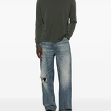 Grey knitwear, full body view