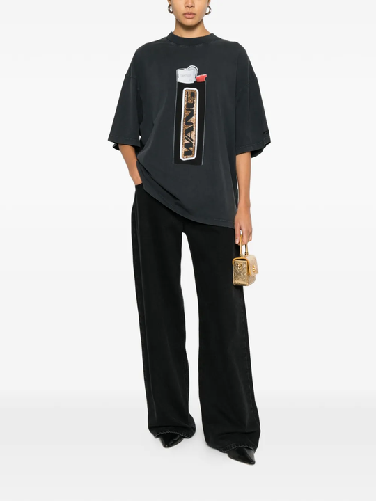 black t-shirts, full body view