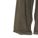 Close up of Brown trousers, showing texture of the Flax /Linen fabric