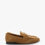 Tan shoes, side view