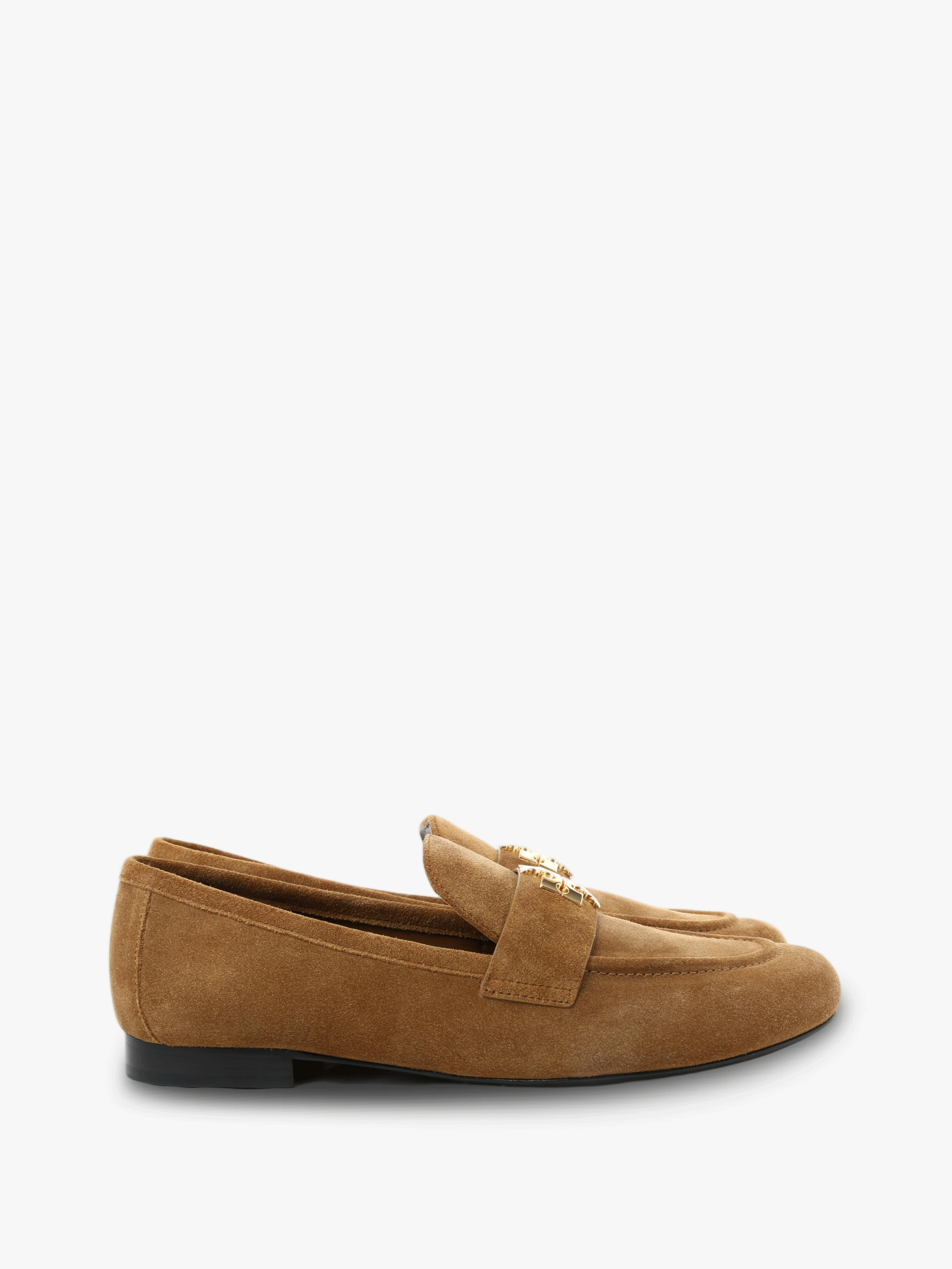 Tan shoes, side view