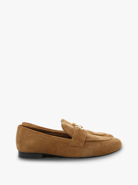 Tan shoes, side view