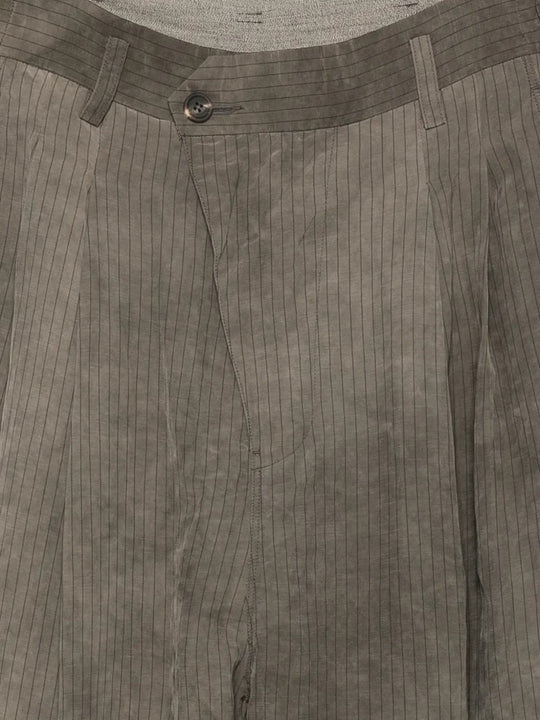 Close up of brown pants, showing texture of the linen fabric
