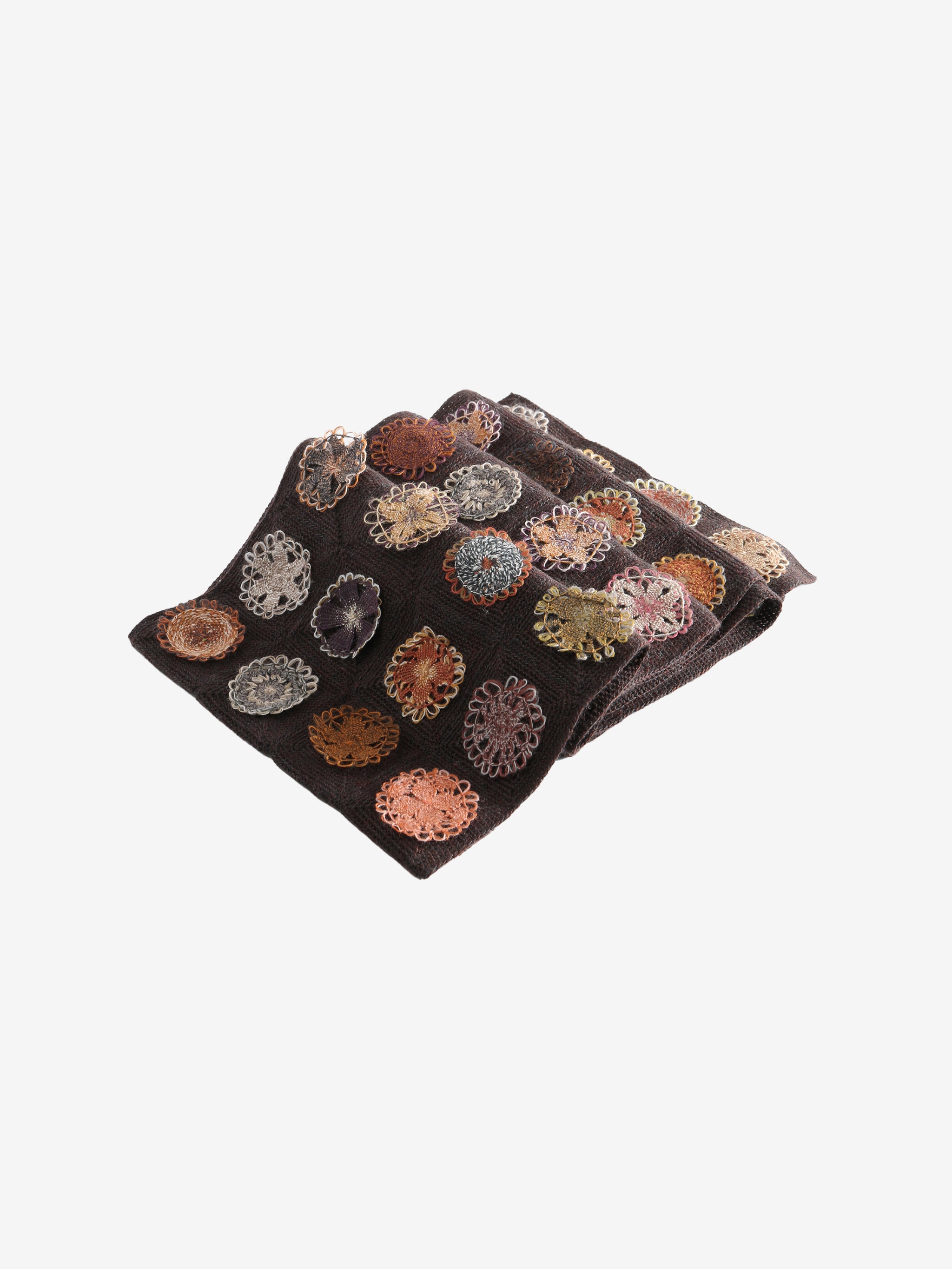 Brown scarves, side view