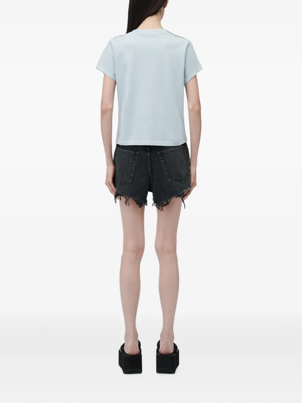 Blue t-shirt, full body view