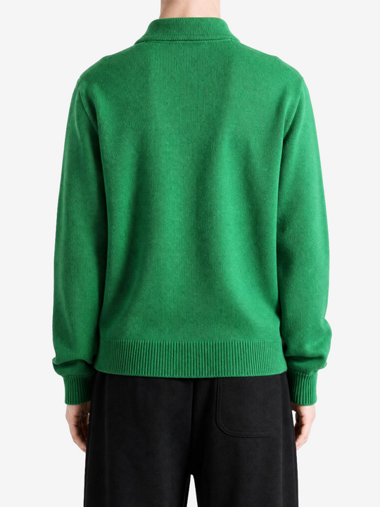 Green knitwear, full body view