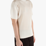 White t-shirt worn by a person, showing the t-shirt's fit