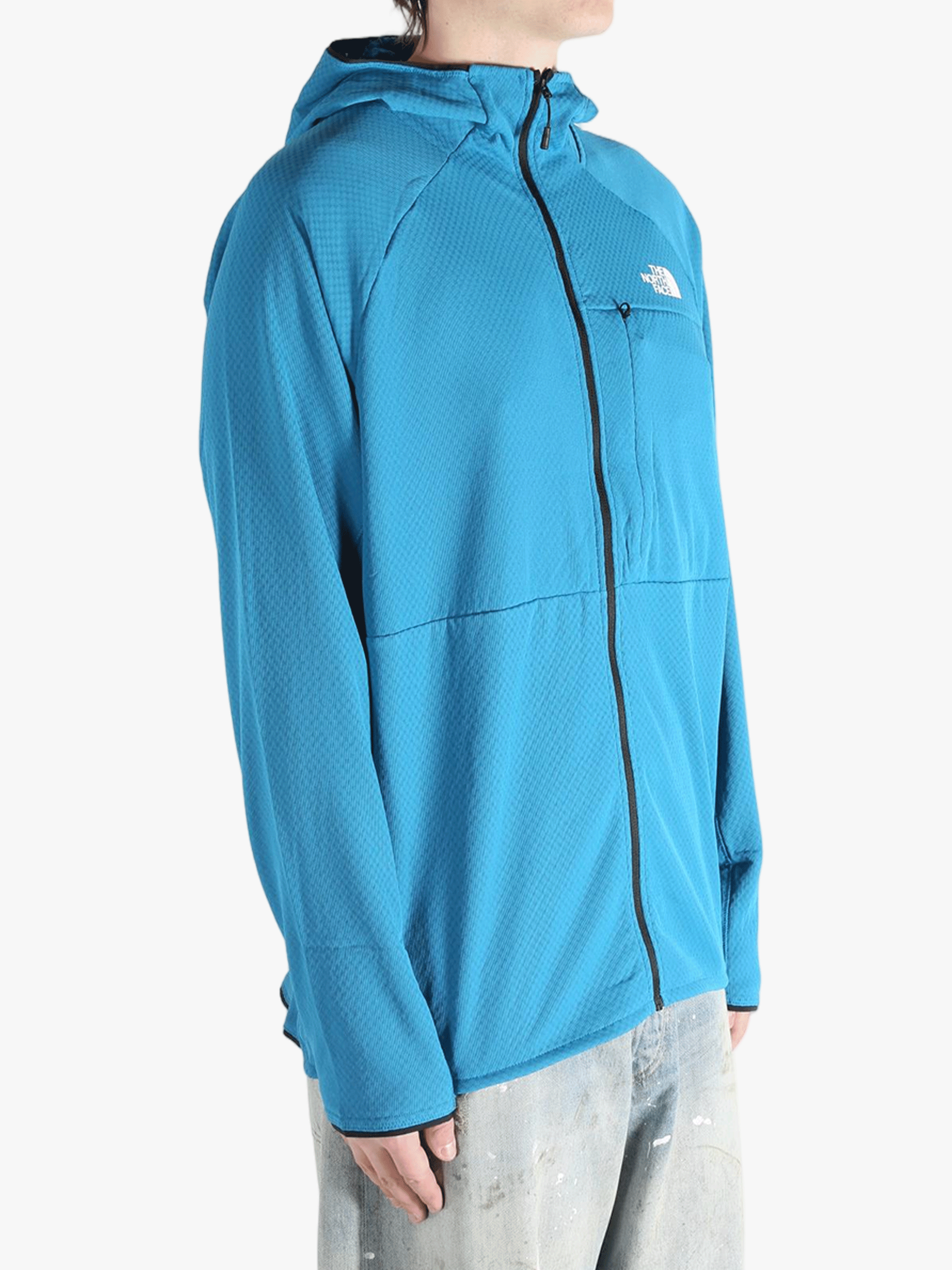 Blue hoodies worn by a person, showing the hoodies fit