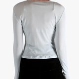 Blue shirt worn by a person, showing the shirt's fit